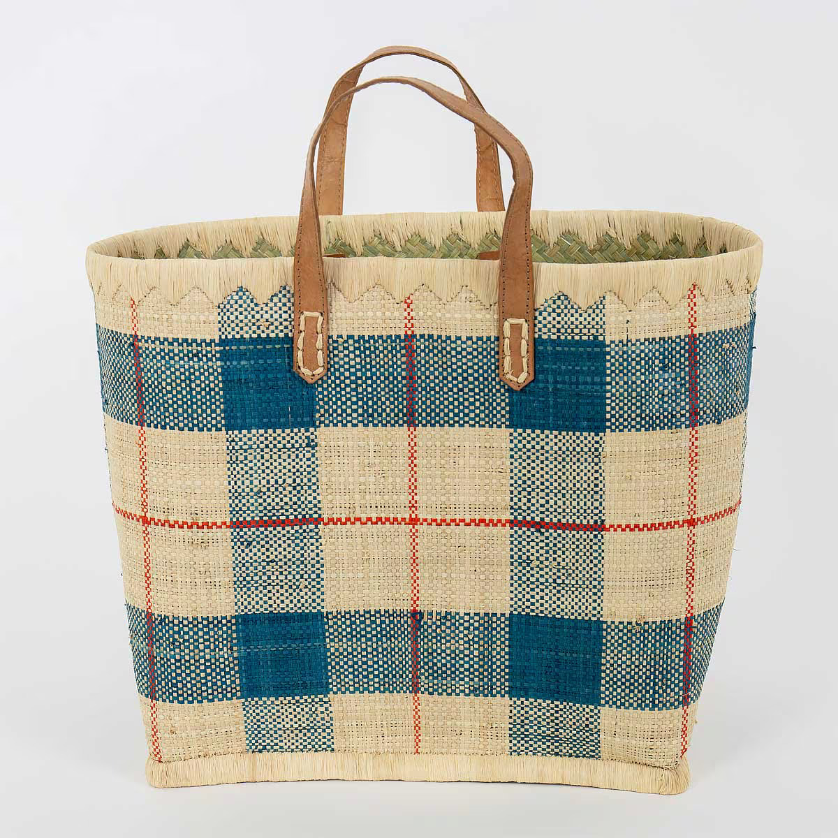 Awoc Shopper Raffia Blue-Nature large 34x37x22 cm