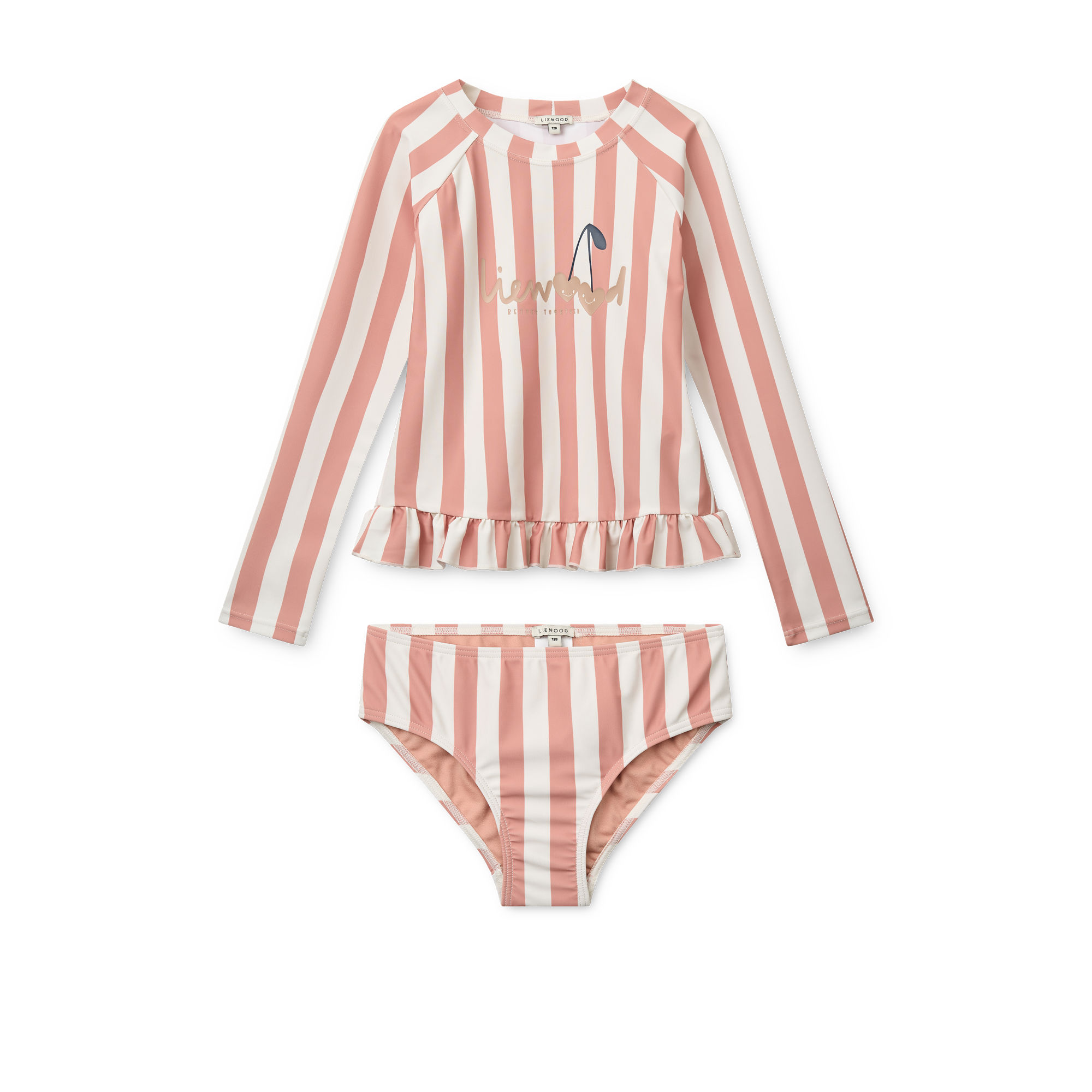 Liewood Kids Zwemset Zwemshirt + Broekje Dagny Gestreept Coral blush-Creme de la creme