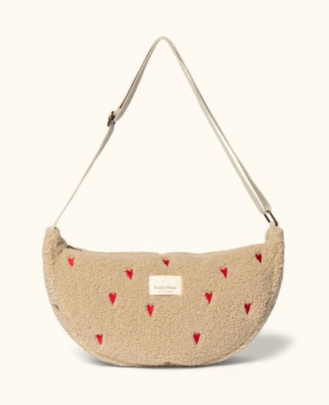 Studio Noos Handtas Fanny Ecru Teddy Hearts 39x20x11 cm