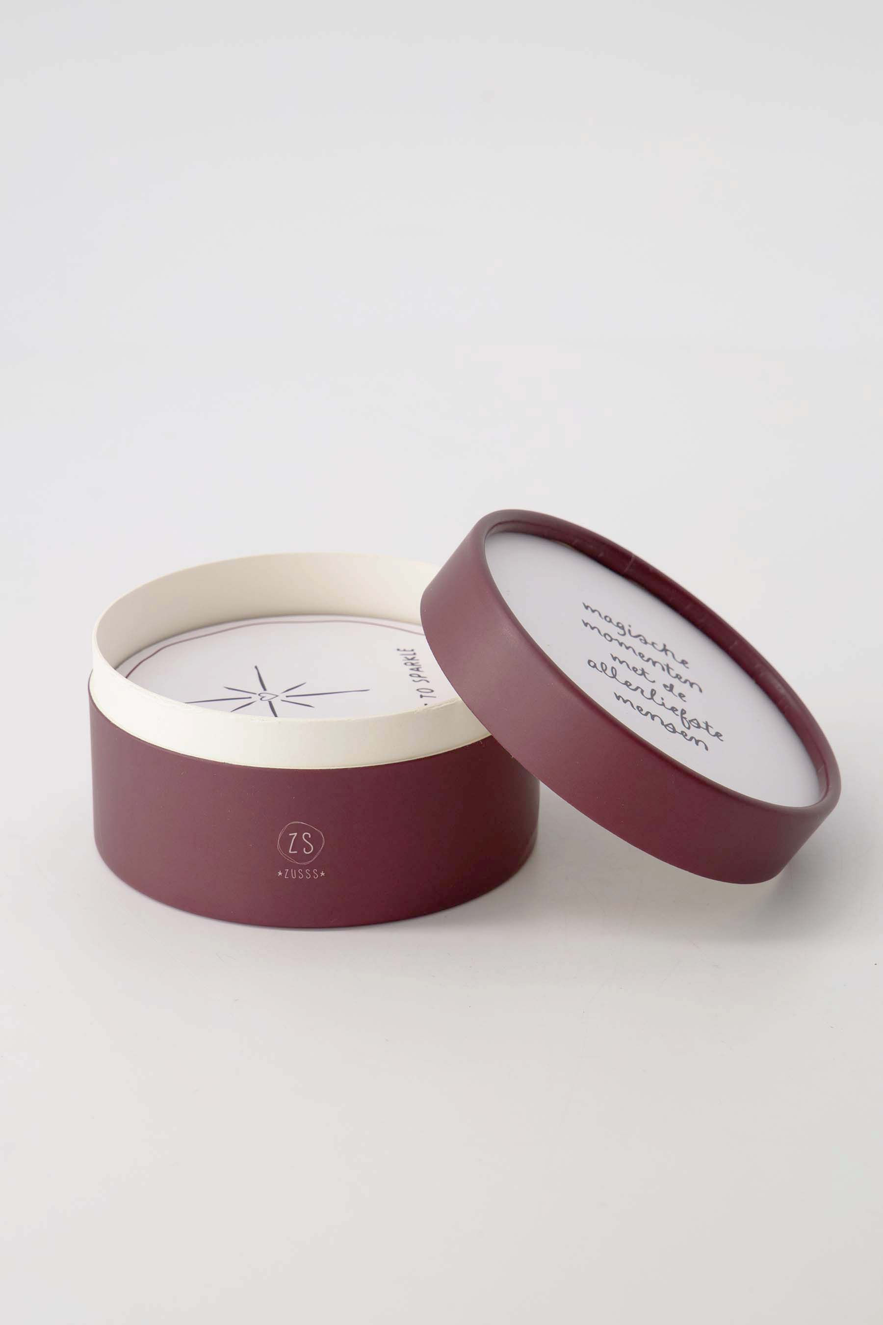 Zusss Onderzetters Magische Momenten Wit-Donkerrood 9x3.5 cm - 6 stuks