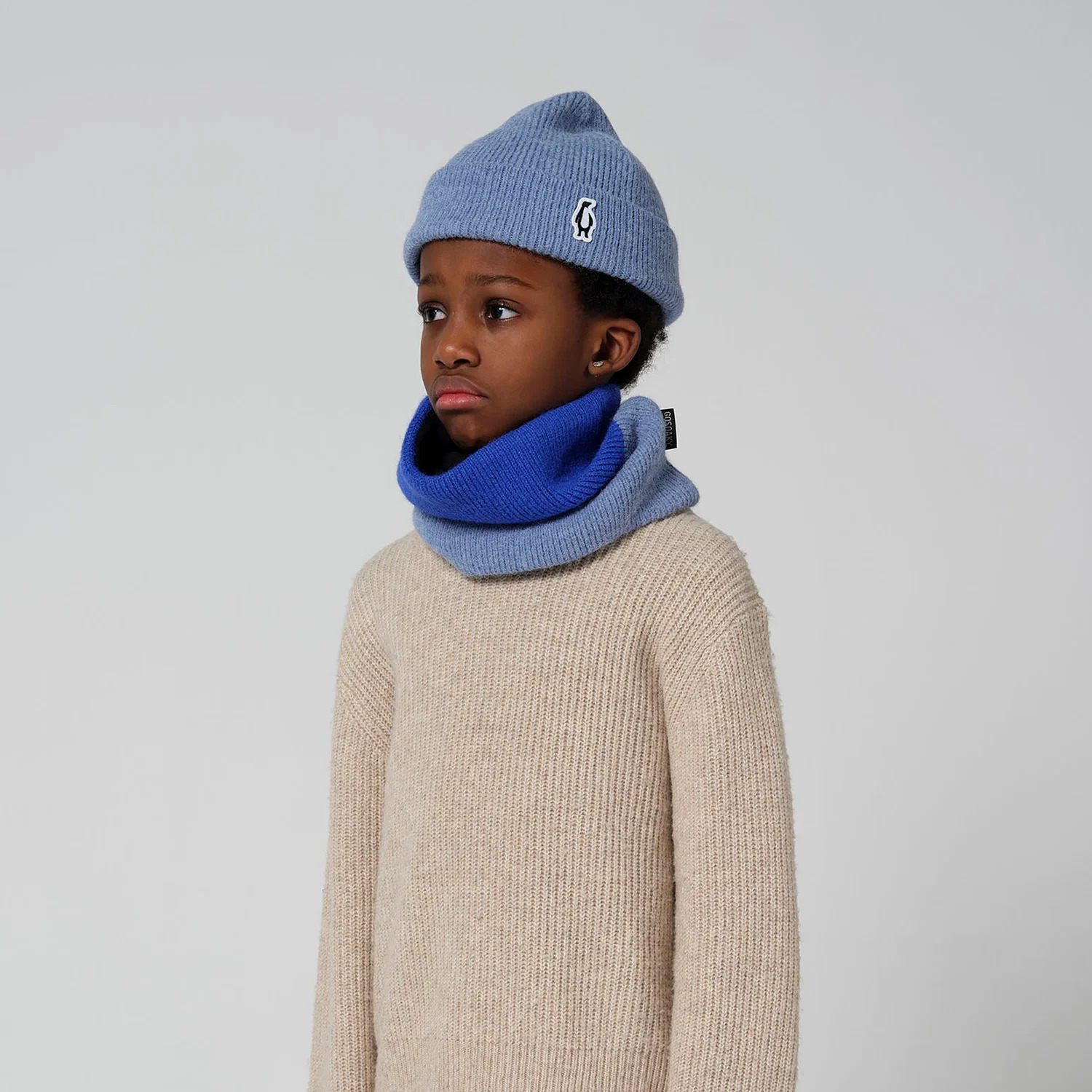 Go Soaky Kids Muts Beanie Red Dragon Light Denim Blue - maat 128-148