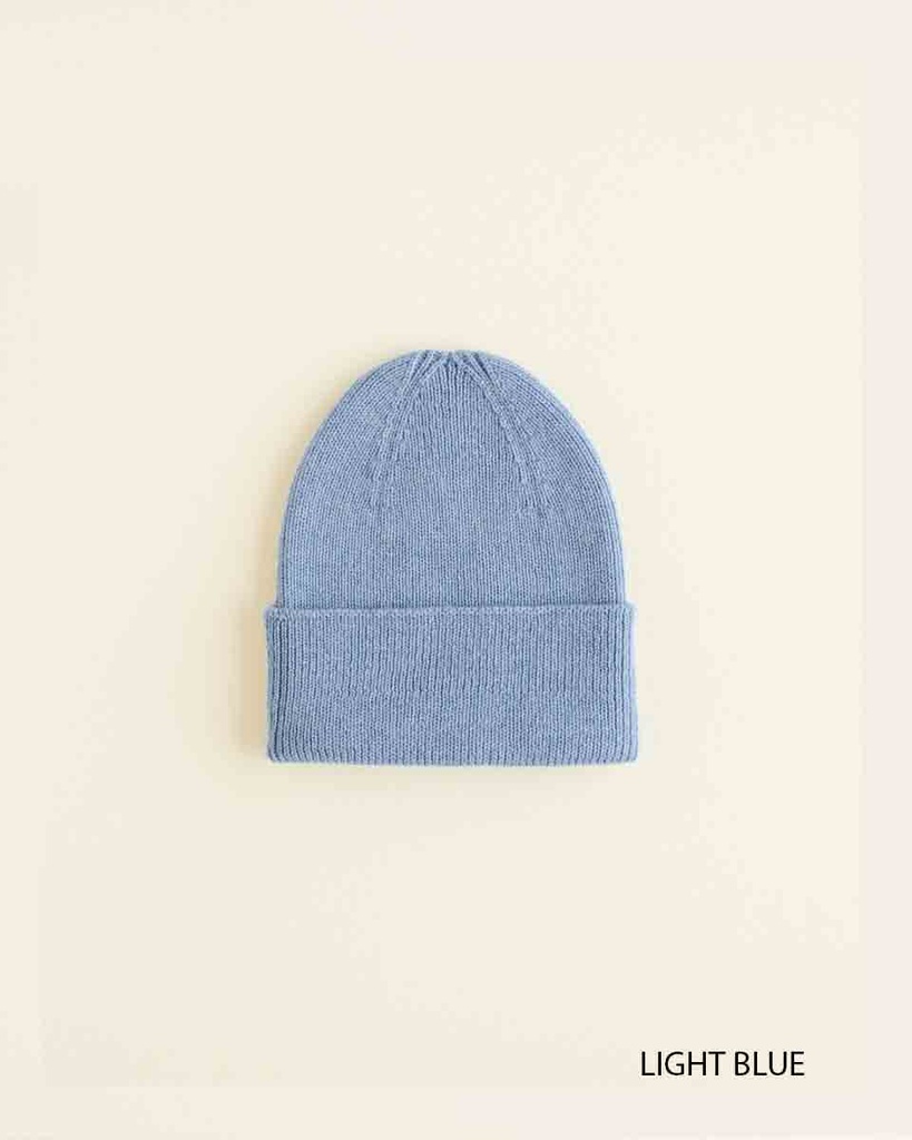 Hvid Baby Beanie Fonzie Light Blue Newborn