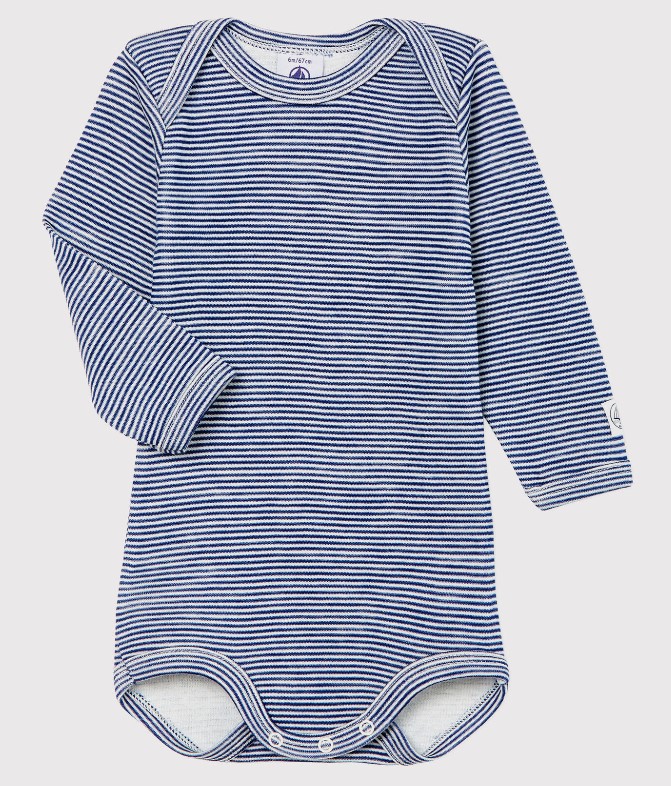 Petit Bateau / body met lange mouwen / blauwe strepen