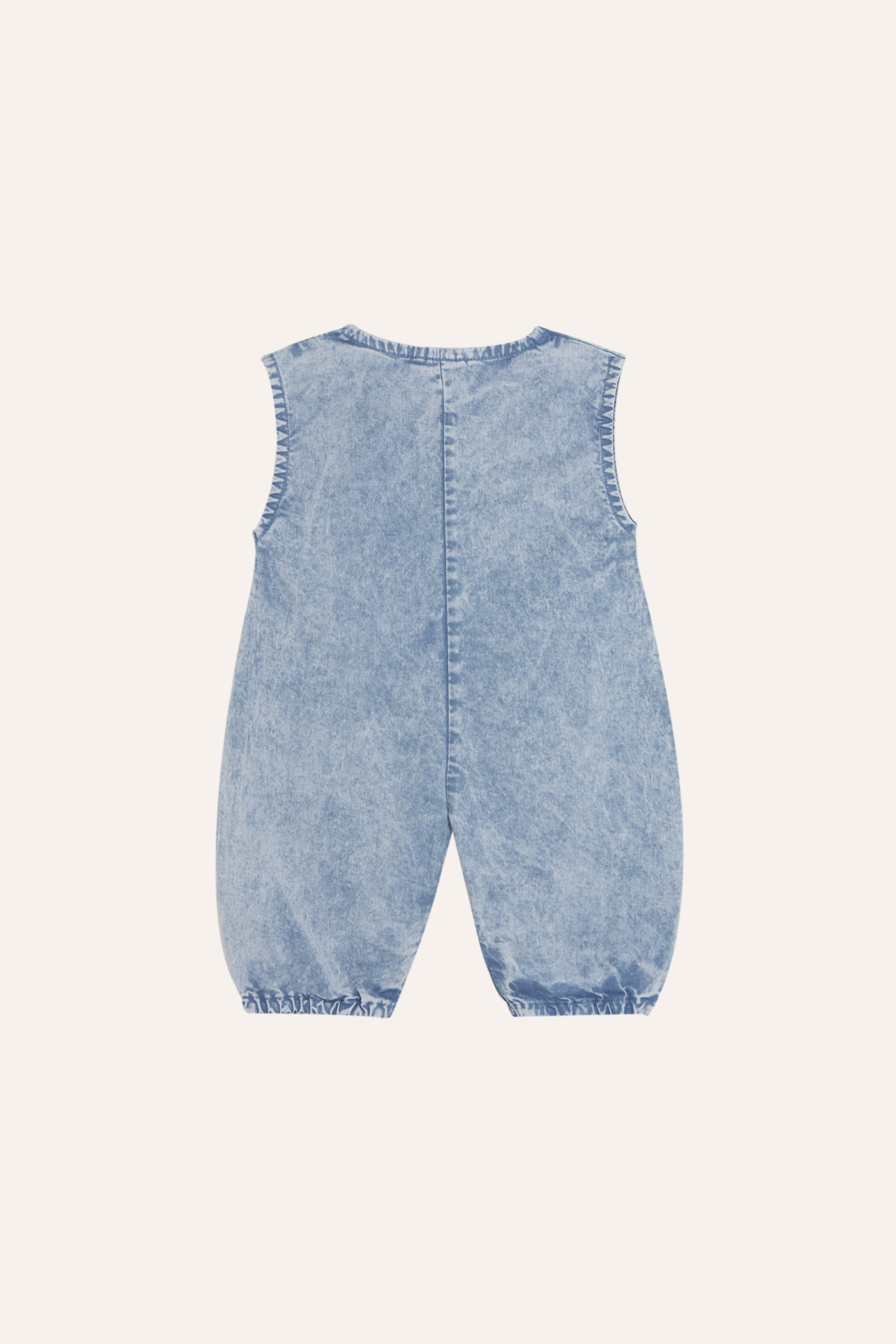 The Campamento Baby Romper Smiling Face Light Blue