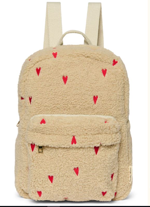 Studio Noos Rugzak Midi Ecru Teddy Hearts 35x25x14 cm