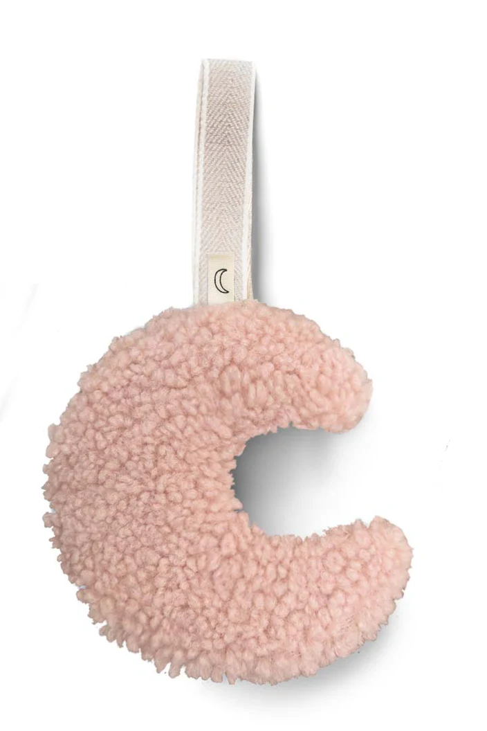 Dappermaentje Fopspeenhouder Maan Teddy Baby Pink
