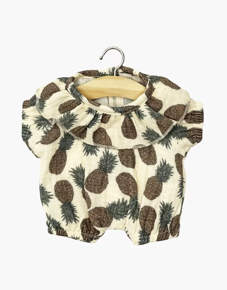 Minikane Babypop Kleertjes - Rompertje Katoen met Kraag Ananas 28 cm