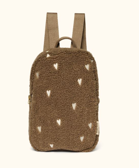 Studio Noos / mini backpack / teddy hearts / brown