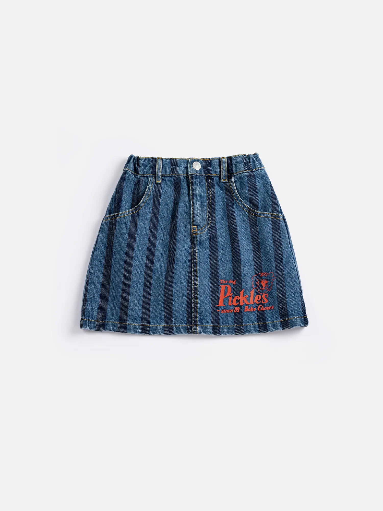 Bobo Choses Kids Rok Pickles The Dog Striped Denim Navy Blue