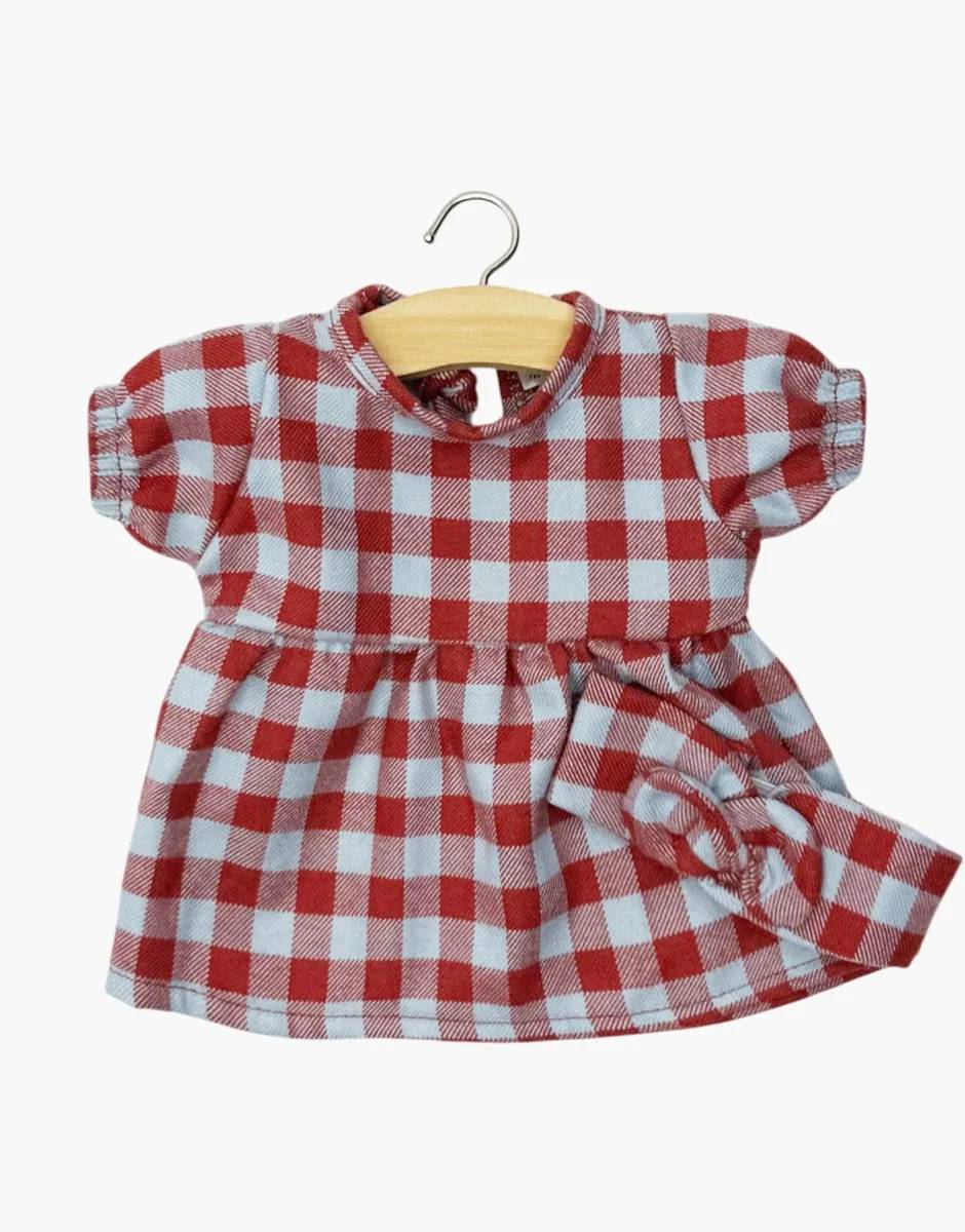 Minikane Kleed + Haarband Pop Faustine Lichtblauw Geruit