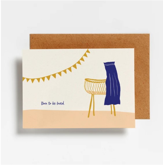 Hello August Wenskaart Born To Be Loved Blue