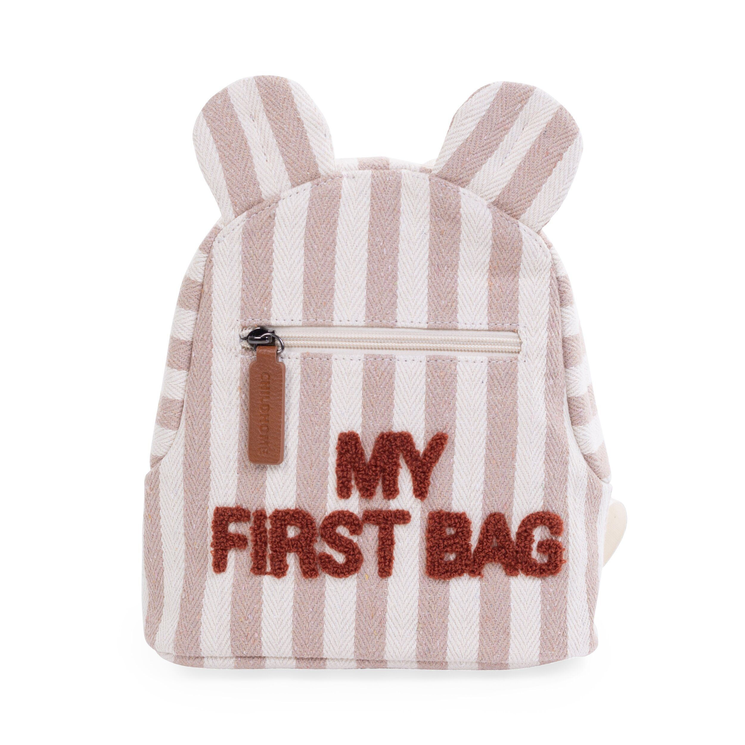 Childhome Rugzak My First Bag Peuters Strepen Nude-Terracotta 20x24 cm