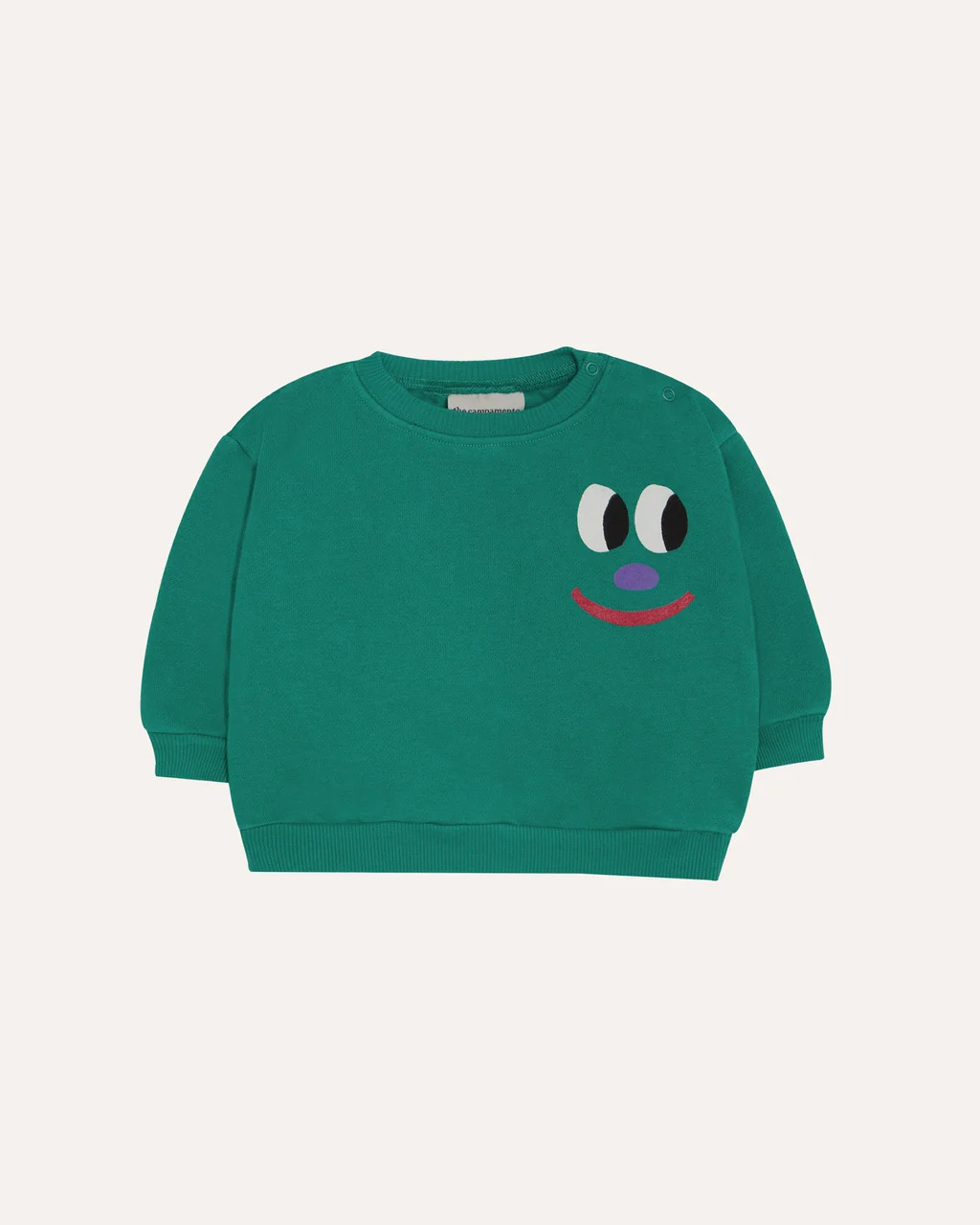 The Campamento Baby Sweater Smiling Face Groen