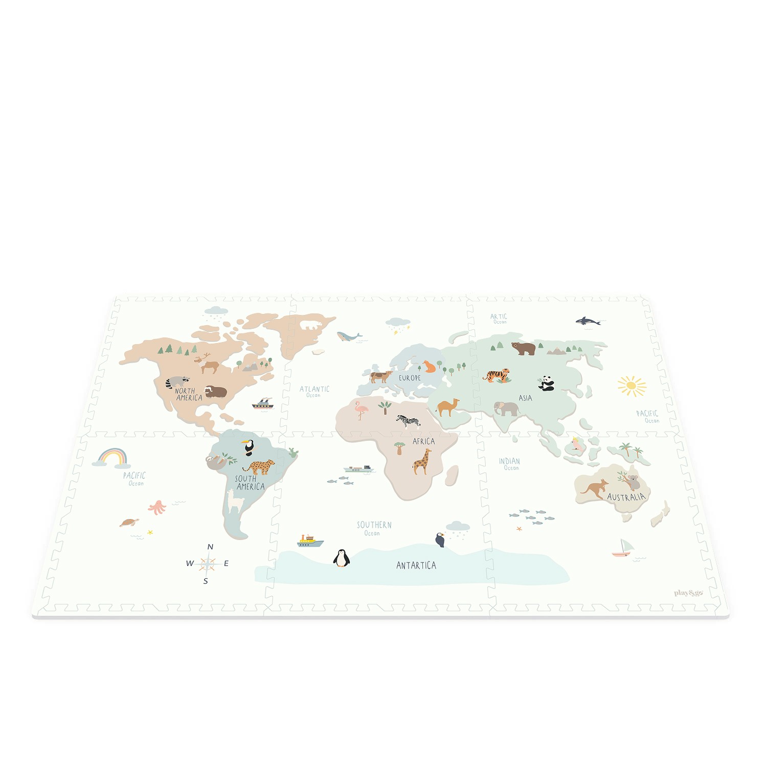 Play & Go Puzzelmat Tiloo Eevaa Worldmap Colour 120x180 cm