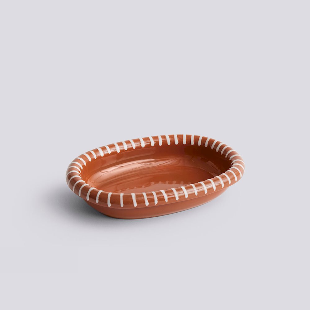 HAY Serveerschaal Barro Ovaal Naturel-Stripes small 5x20x27.5 cm