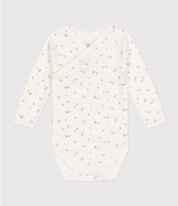 Petit Bateau / body met lange mouwen / roosjes