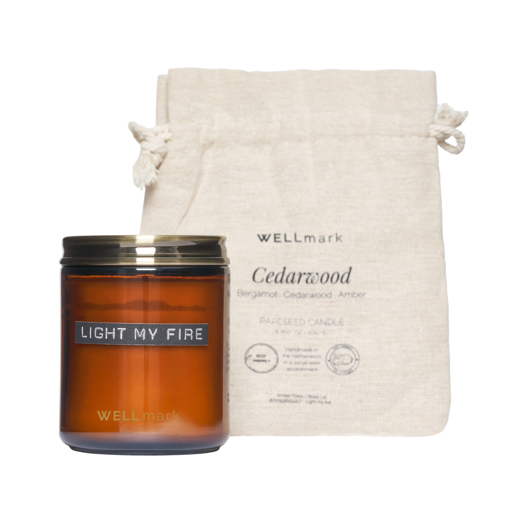 Wellmark Geurkaars Cedarwood 7x9.5 cm Light My Fire - Amber - 35 Branduren