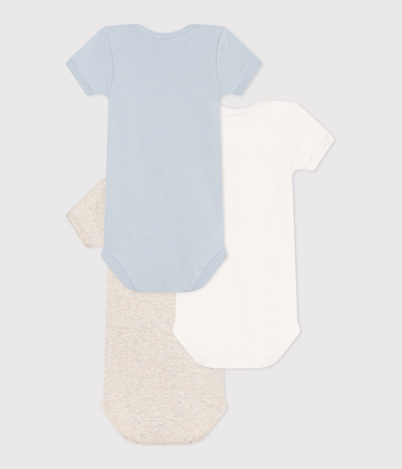 Petit Bateau Body Km Beige-Blauw-Wit - 3 stuks