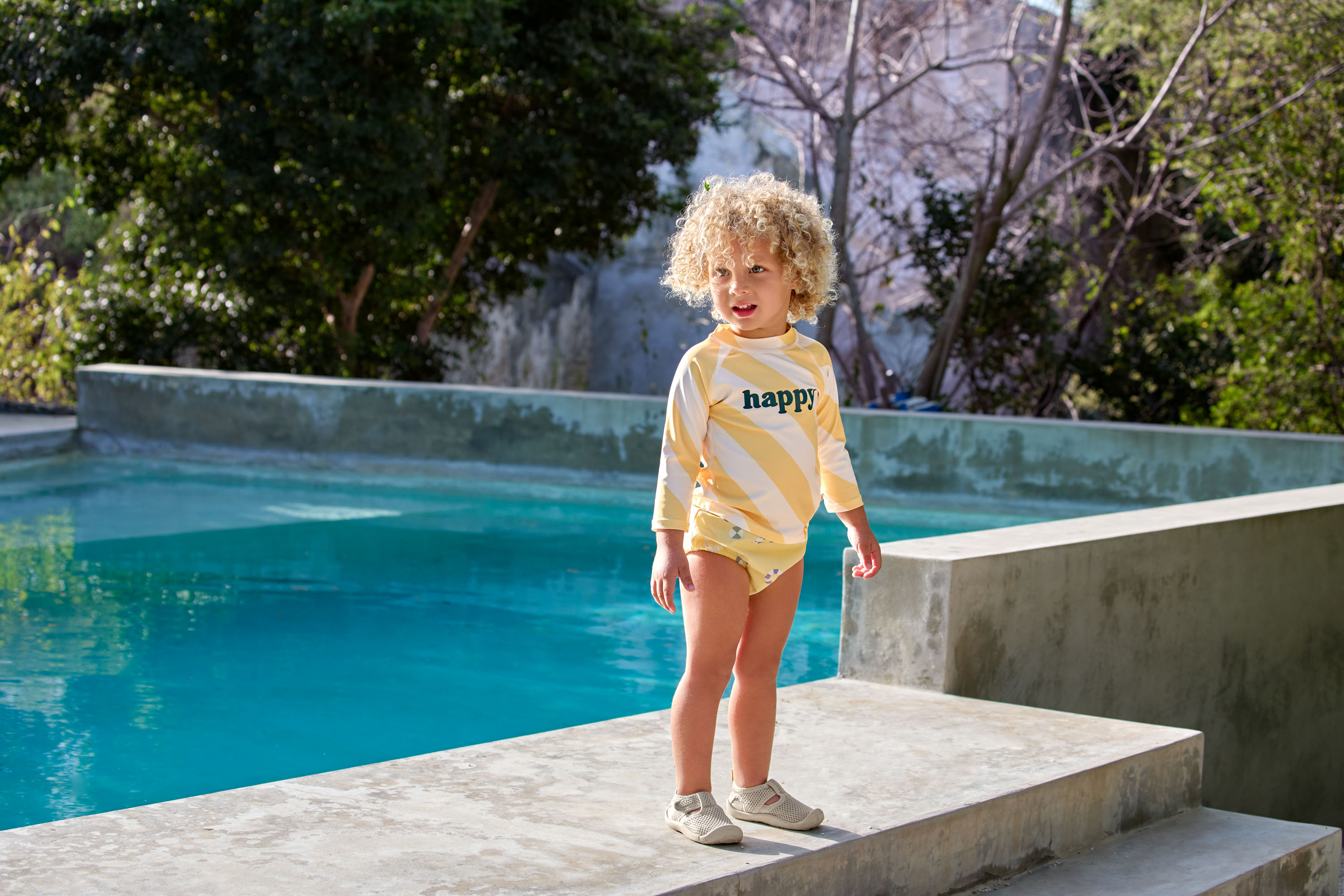 Lässig T-shirt Lm UV Rashguard Gestreept Pale Yellow-Sea Salt - 6 jaar