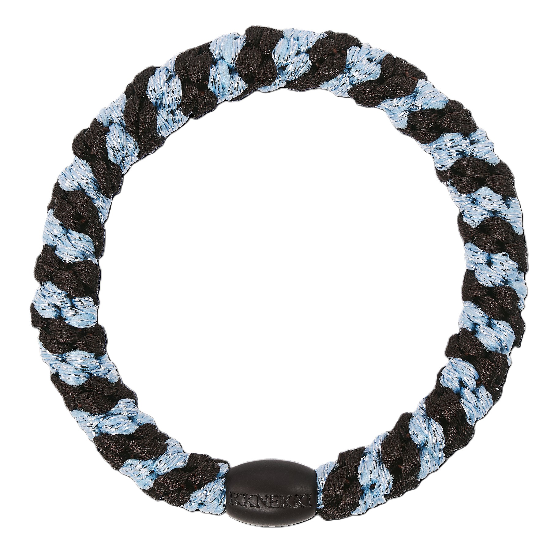 KKNEKKI Haarelastiek Brown Seablue Glitter Stripe