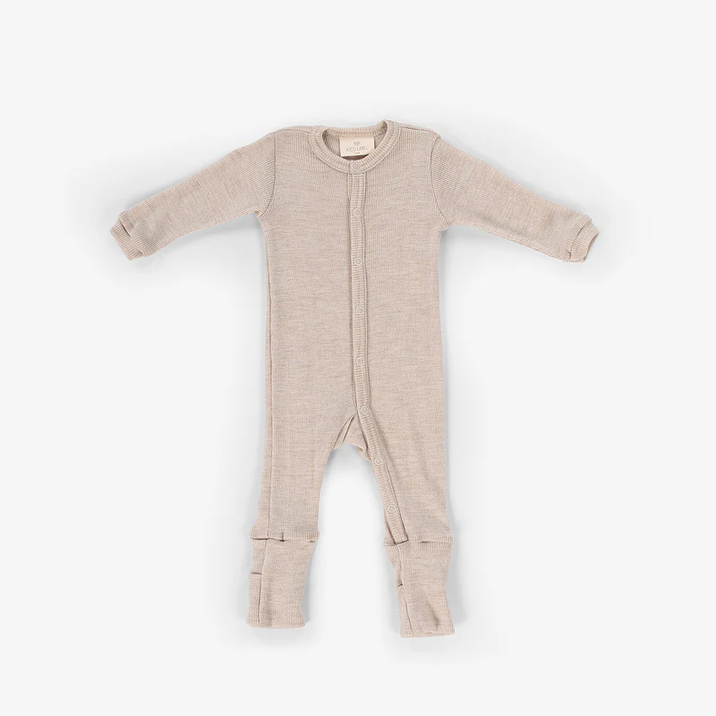 Kico Label Pyjama met Voetjes Merinowol Beige