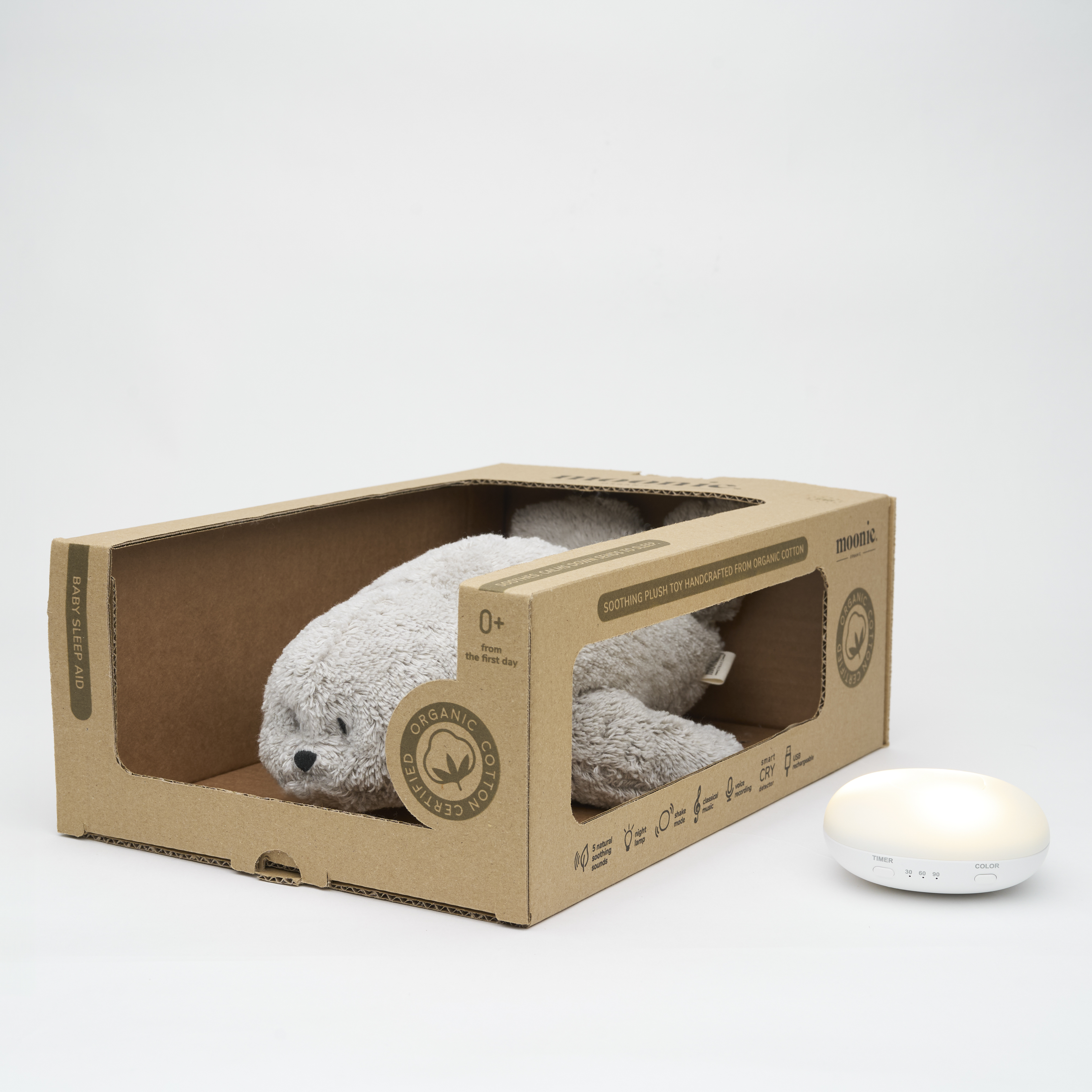 Moonie Knuffel The Humming Seal 2.0 Grey 33x18x10 cm