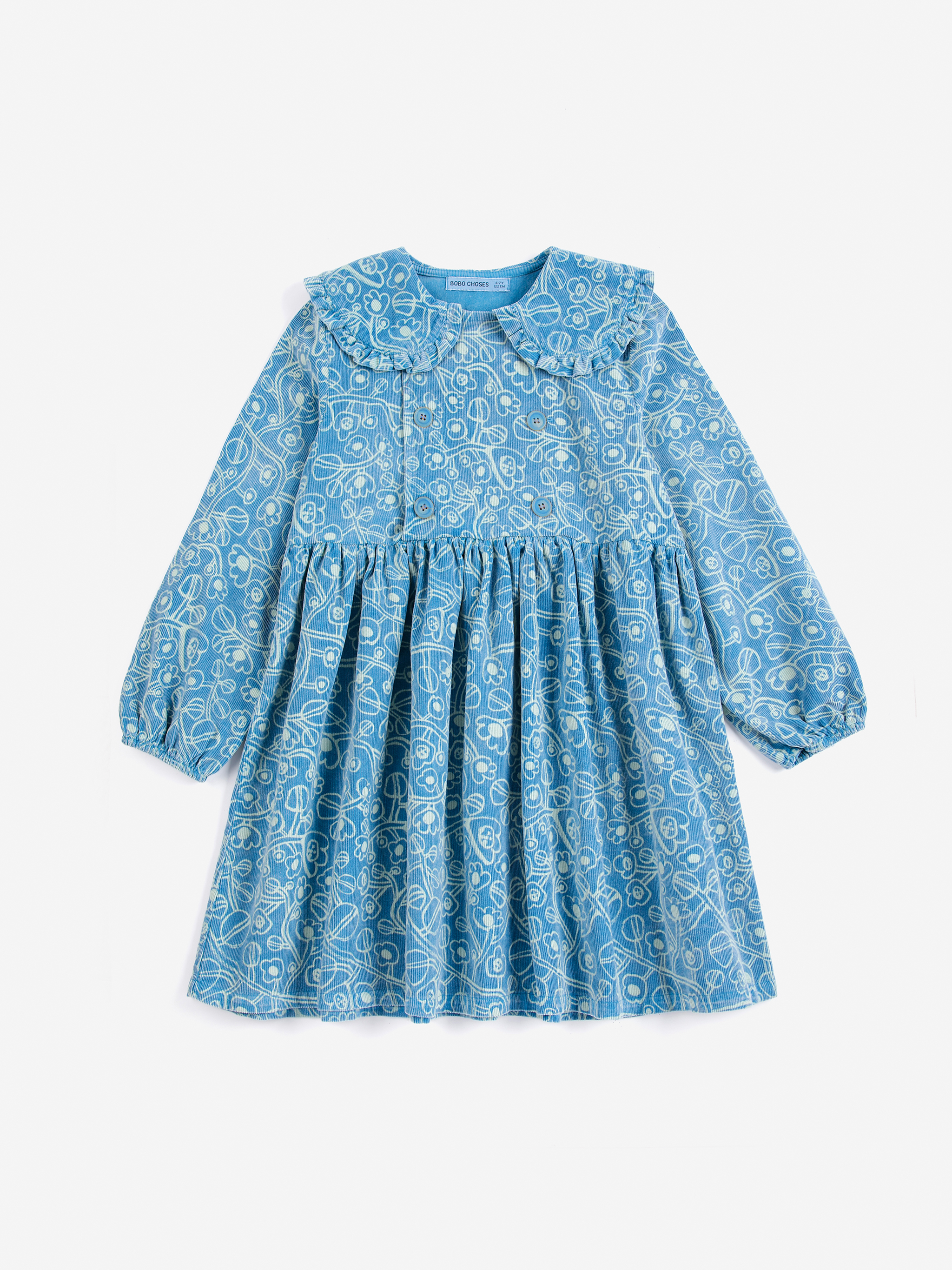 Bobo Choses Kids Kleed Corduroy Sketchy Flowers All Over