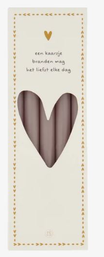 Zusss / Doosje met 10 smalle kaarsen  / Warmgrijs