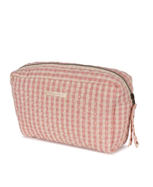 Konges Slojd Seersucker Big Toiletry Bag Powder Pink Check