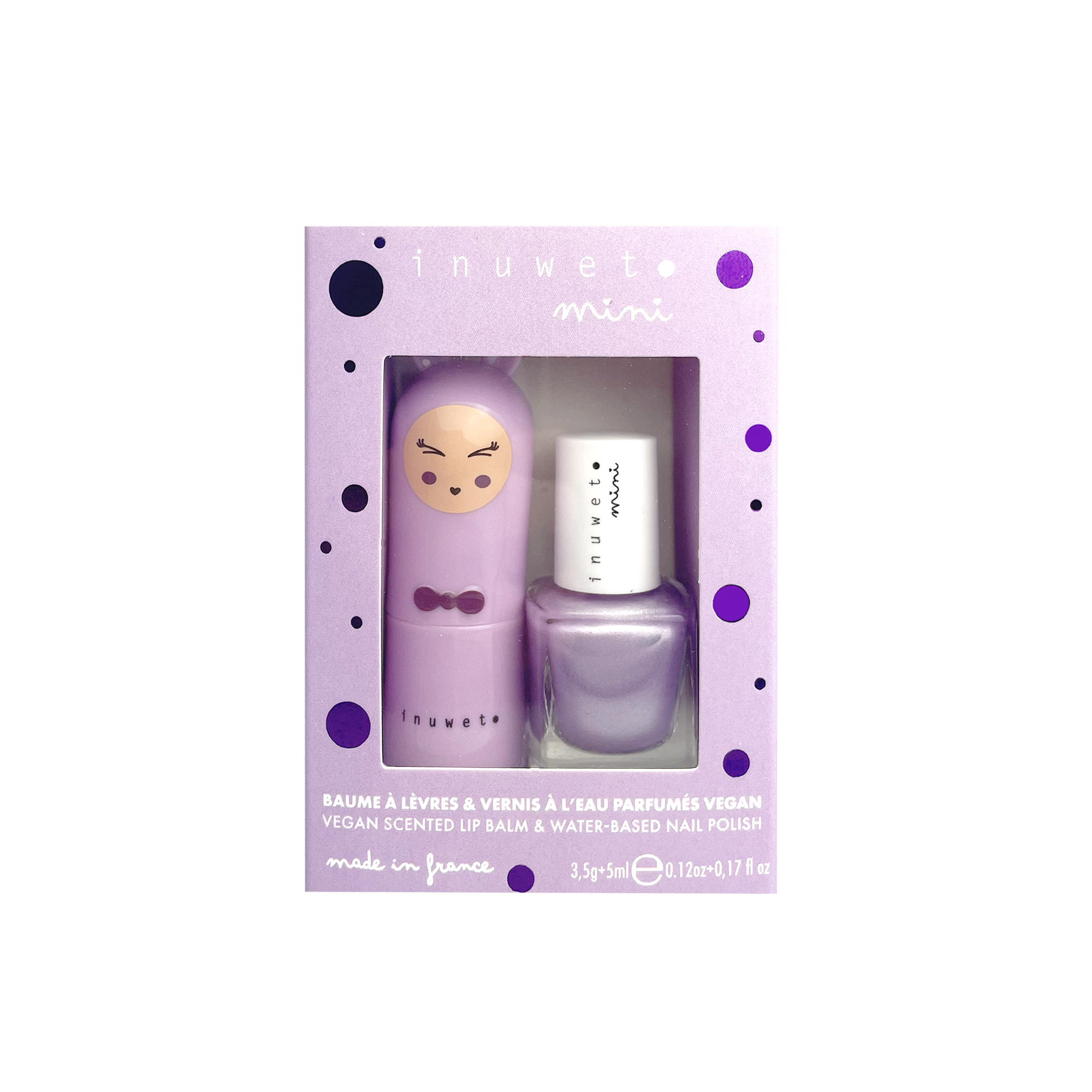 Inuwet Set Violet Lippenbalsem & Nagellak - Marshmallow/Bosbes