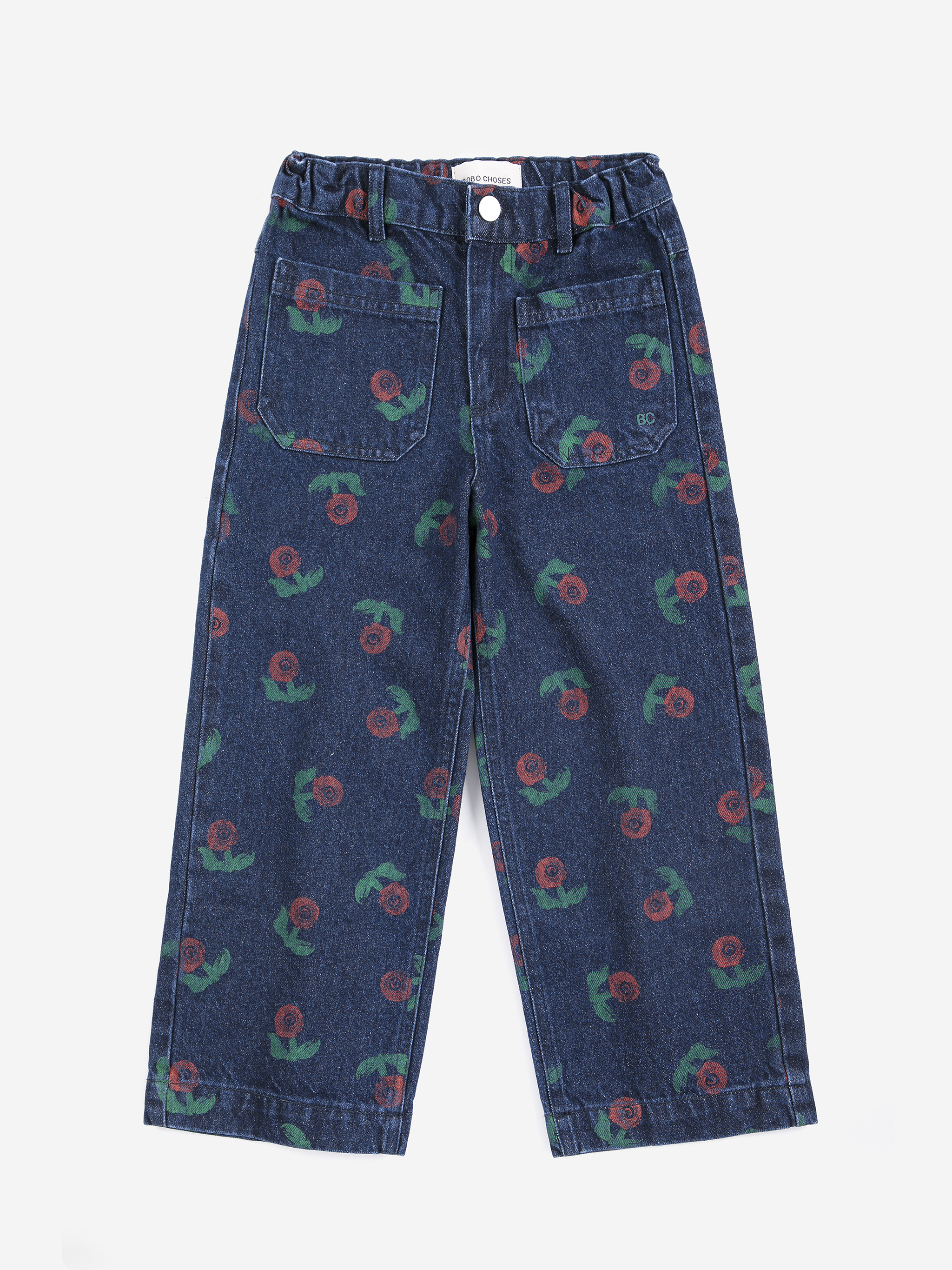 Bobo Choses Kids Broek Denim Stamp Bloom All Over
