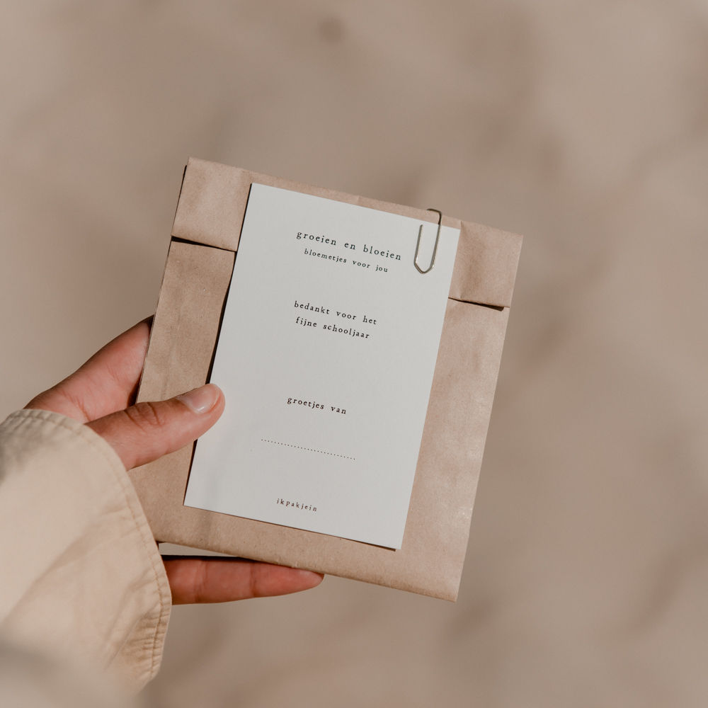 ikpakjein Bloemzaadjes met Wenskaart Groeien en Bloeien