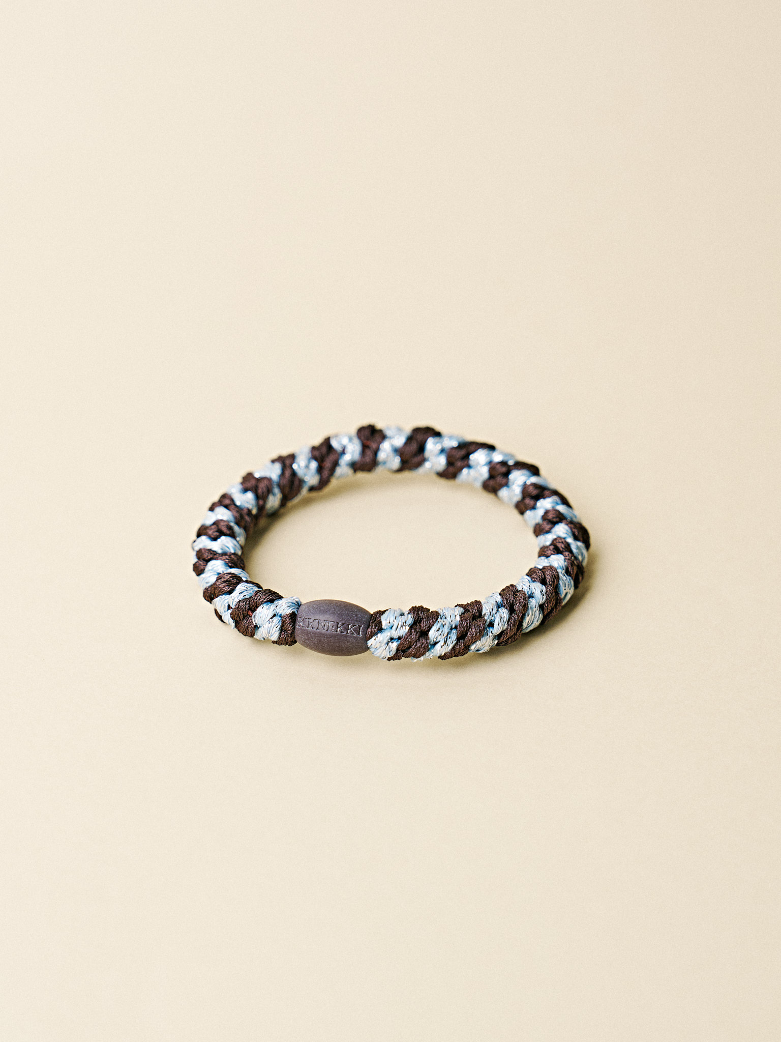 KKNEKKI Haarelastiek Brown Seablue Glitter Stripe