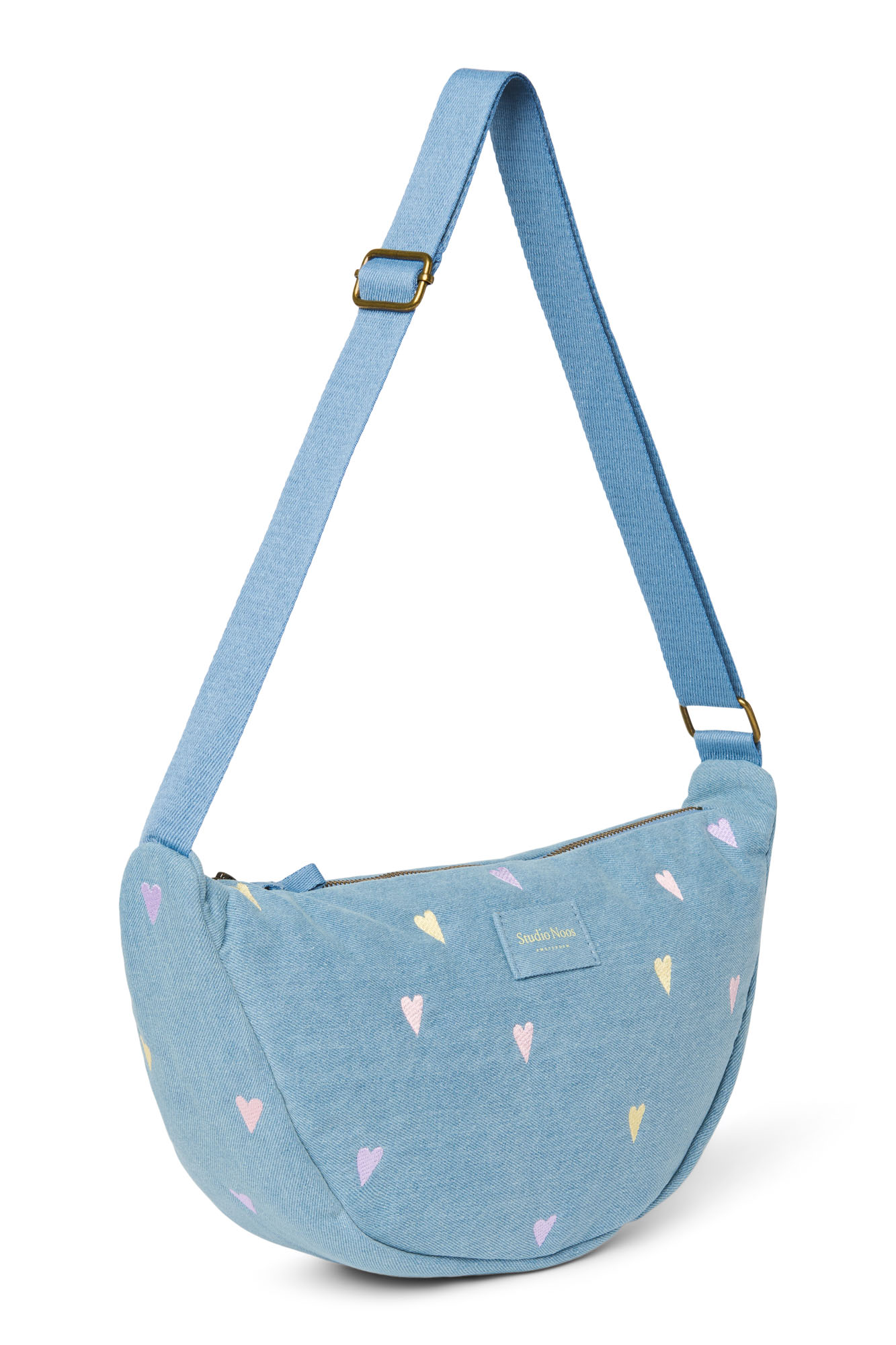Studio Noos Handtas Fanny Denim Light Blue Hearts