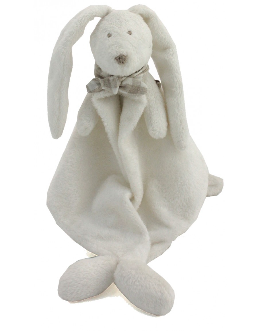 Dimpel Doudou Flore Konijn Wit - Strik Geruit 35 cm