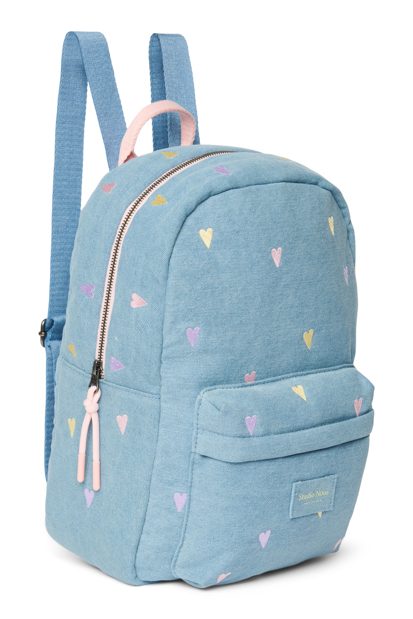 Studio Noos Rugzak Midi Denim Light Blue Hearts 35x25x14 cm