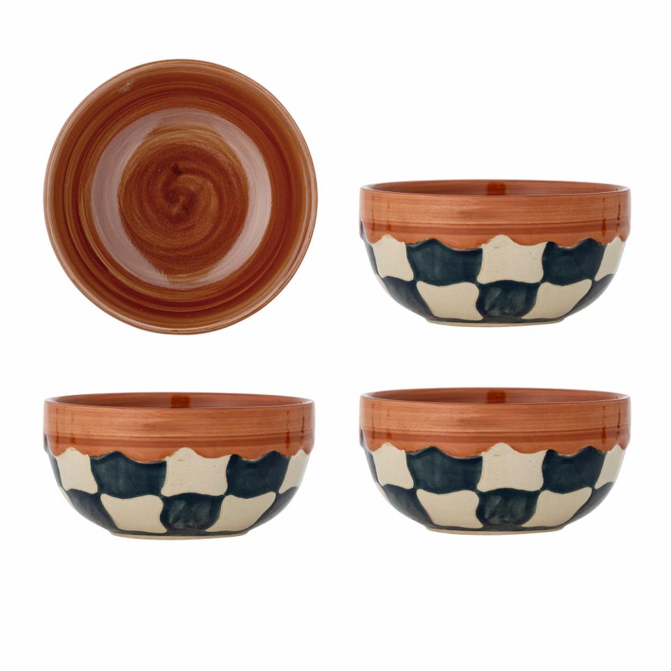 Creative Collection Bowl Check Blue-White 14x7 cm - 4 stuks