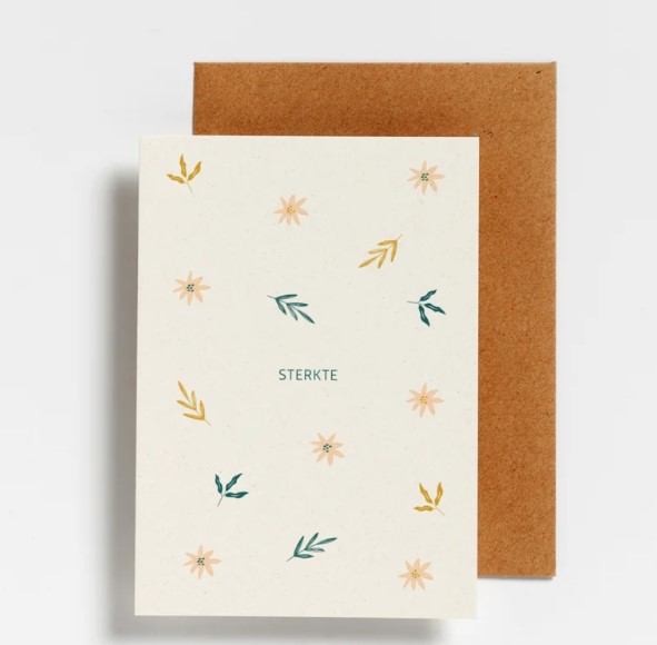 Hello August Wenskaart Bloemen Sterkte