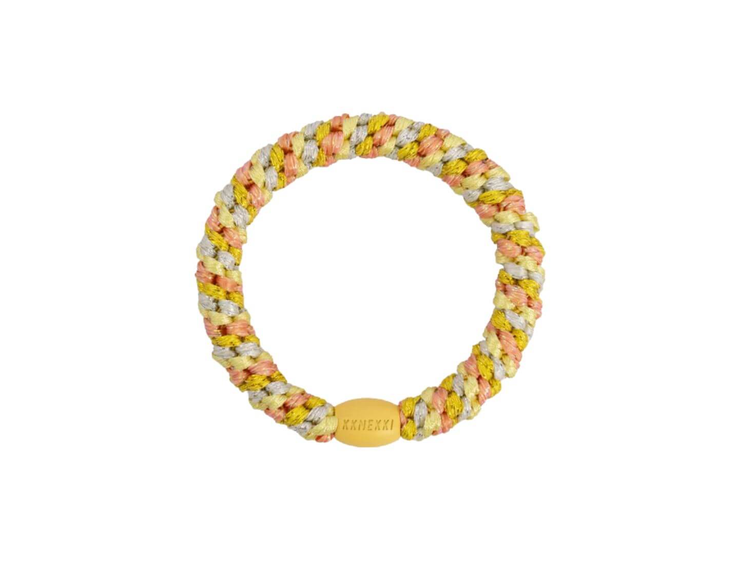 KKNEKKI Haarelastiek Geel-Peach Glitter