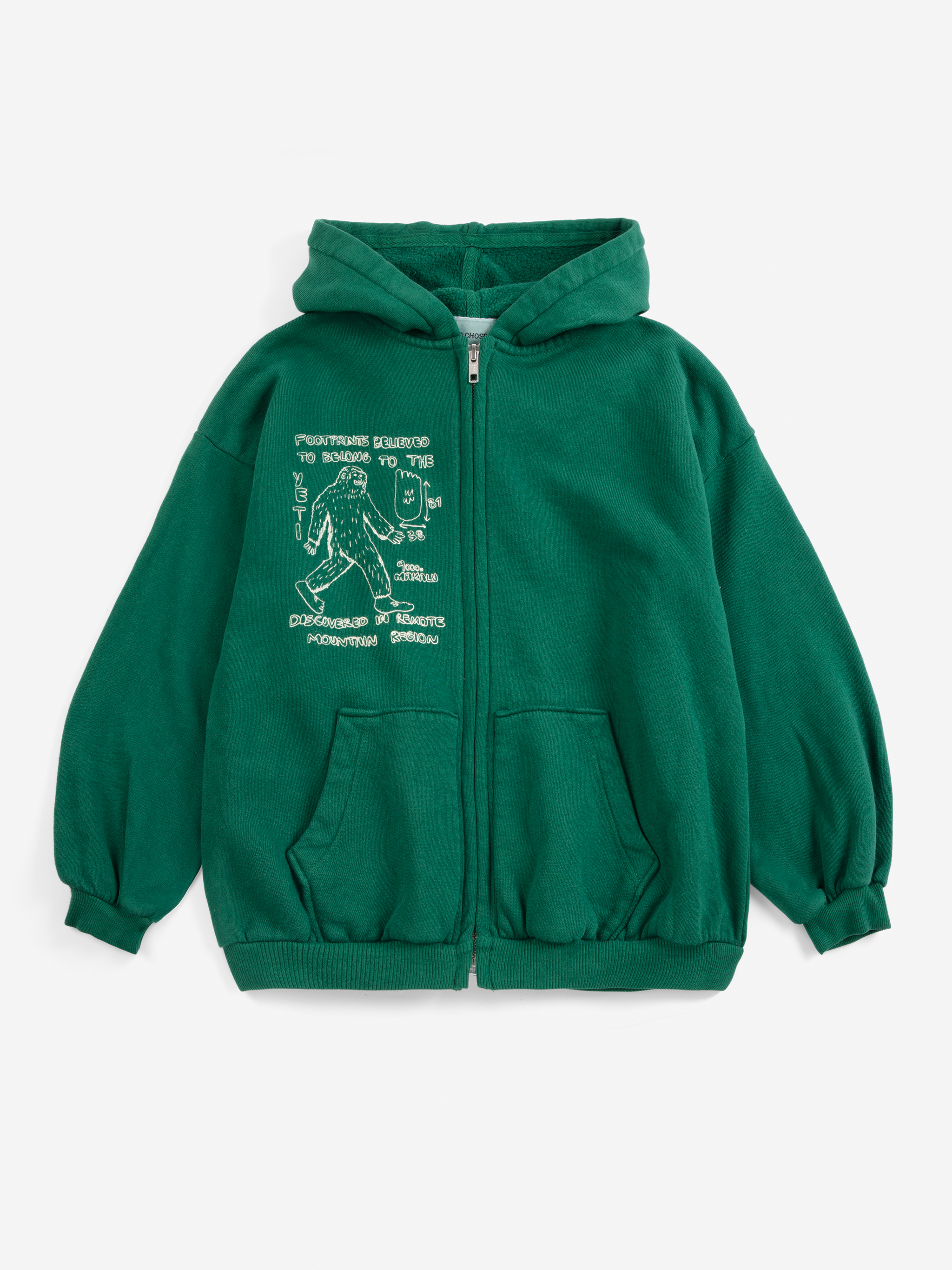 Bobo Choses Kids Hoodie Rits Mr. Footish Groen