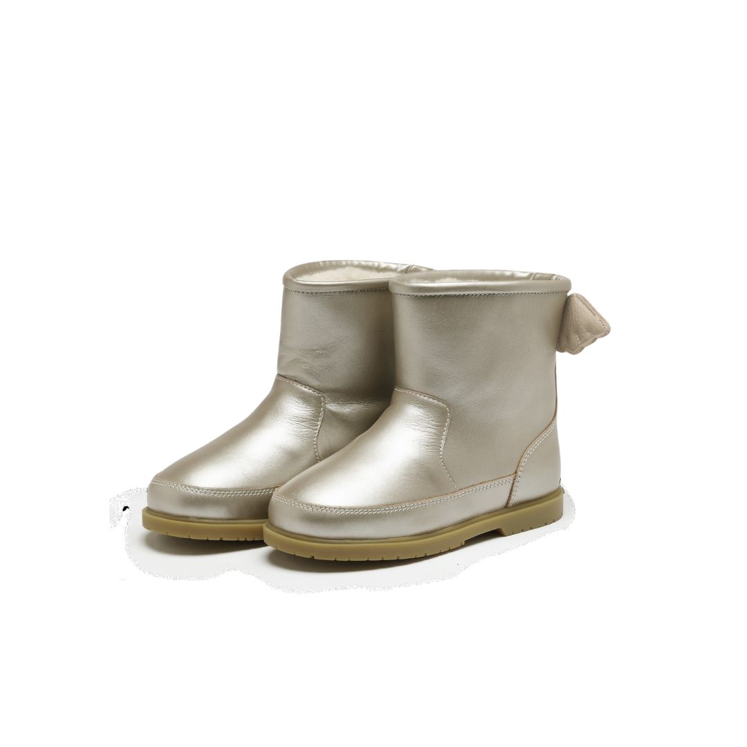 Donsje Angela Boots Wings Off White Metallic Leather
