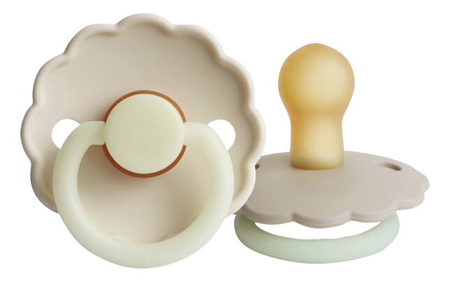 Frigg Fopspeen Daisy Night Latex Croissant-Cream 0-6 maand - 2 stuks