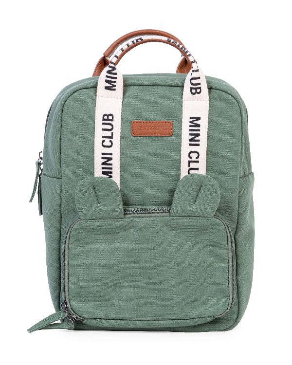 Childhome Rugzak Mini Club Signature Canvas Groen 32x23x10 cm