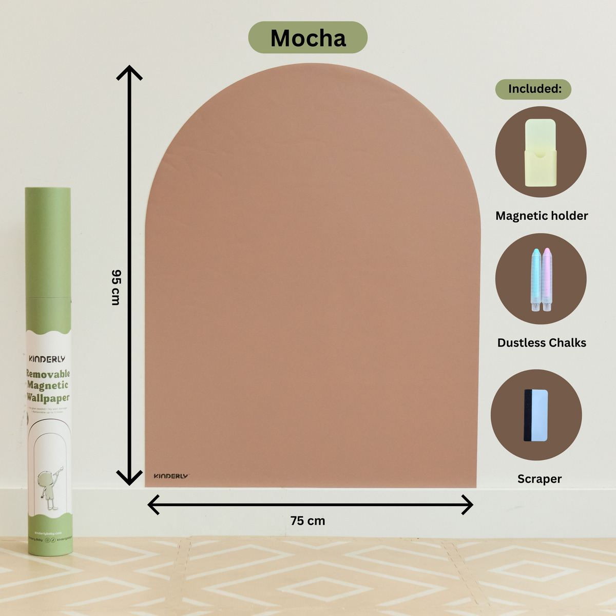 Kinderly Muurbord Magnetisch-Verplaatsbaar Mocha 95x75 cm