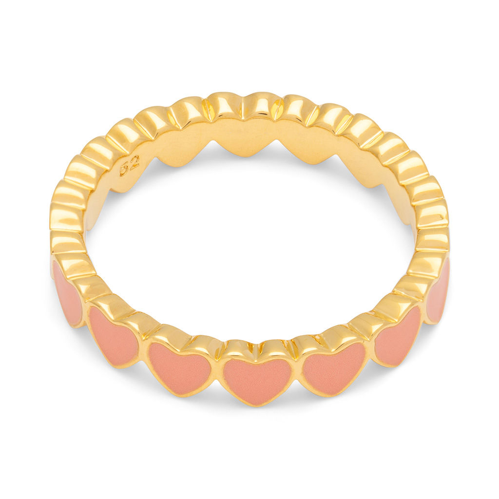 Lulu Copenhagen Ring Connected Hearts Burnt Coral maat 52