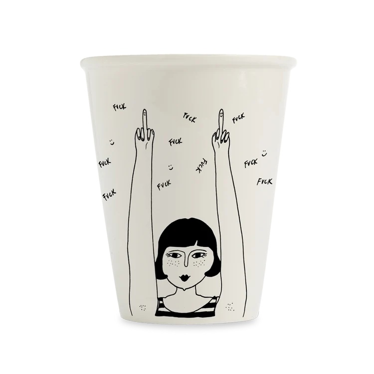 Helen B Beker Fuck Fuck Fuck 220ml - Porselein - 8x9.5 cm
