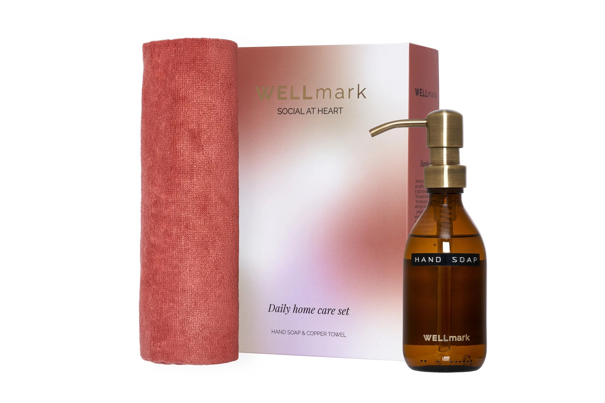 Wellmark Daily Home Care Set Bamboo - Handzeep & Handdoek Koper