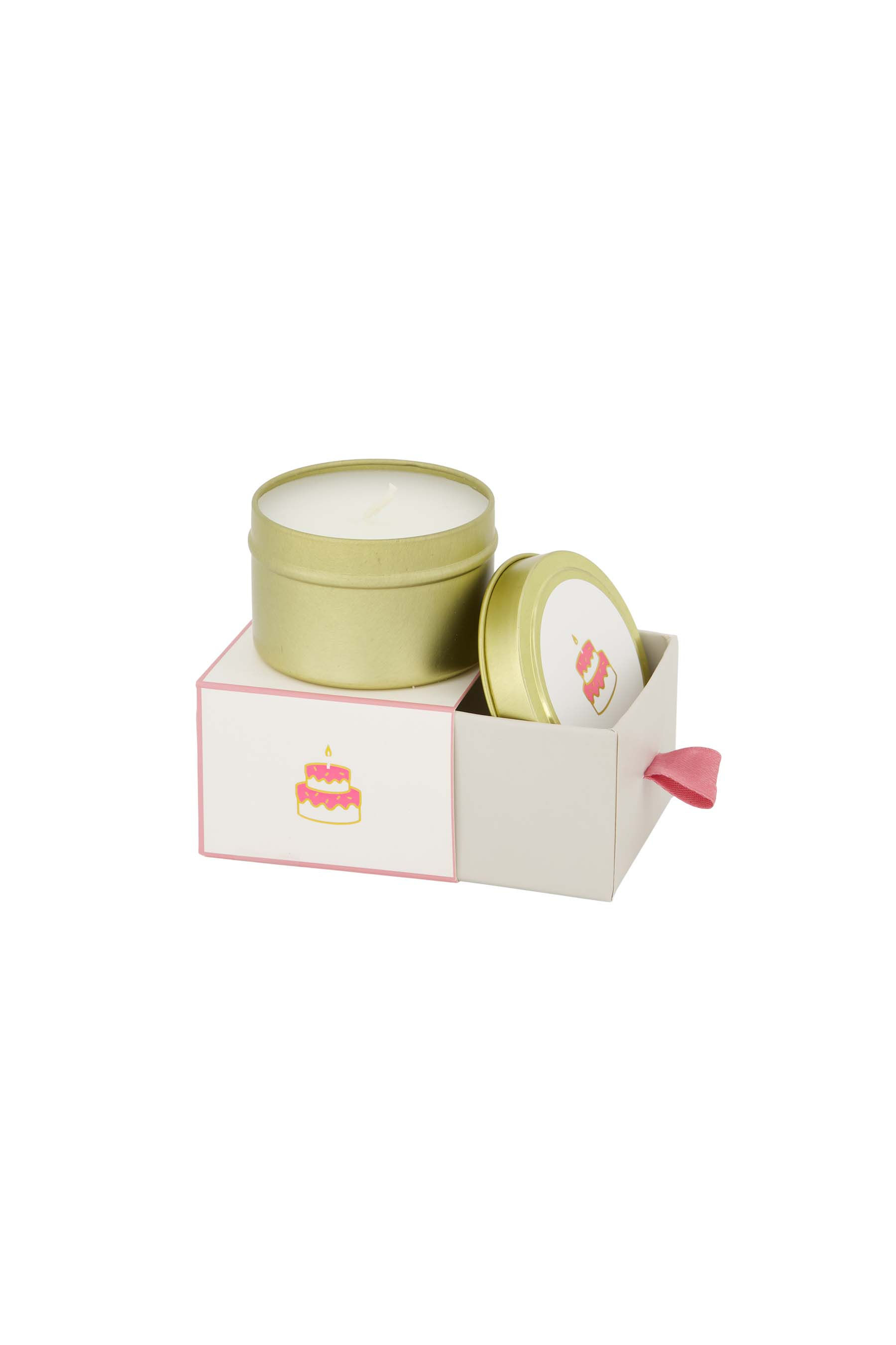 Zusss Geurkaars Gefeliciteerd Taart Geschenkverpakking Wit-Roze 6.3x4.5 cm
