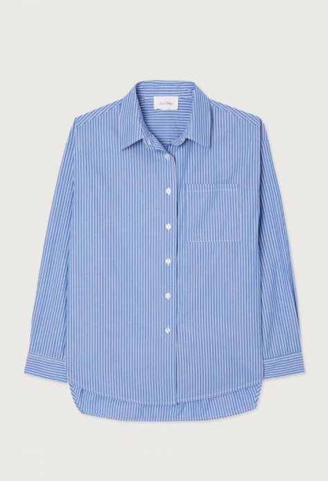 American Vintage Adult Overhemdblouse Zatybay Aqua Strepen