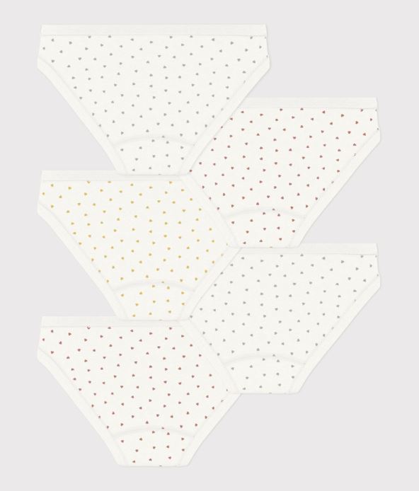 Petit Bateau Slip Meisjes Hartjes Wit-Geel-Blauw-Rood - 5 stuks